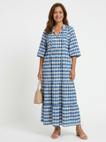 Elodie | Vestido midi con estampado de diamantes y capas