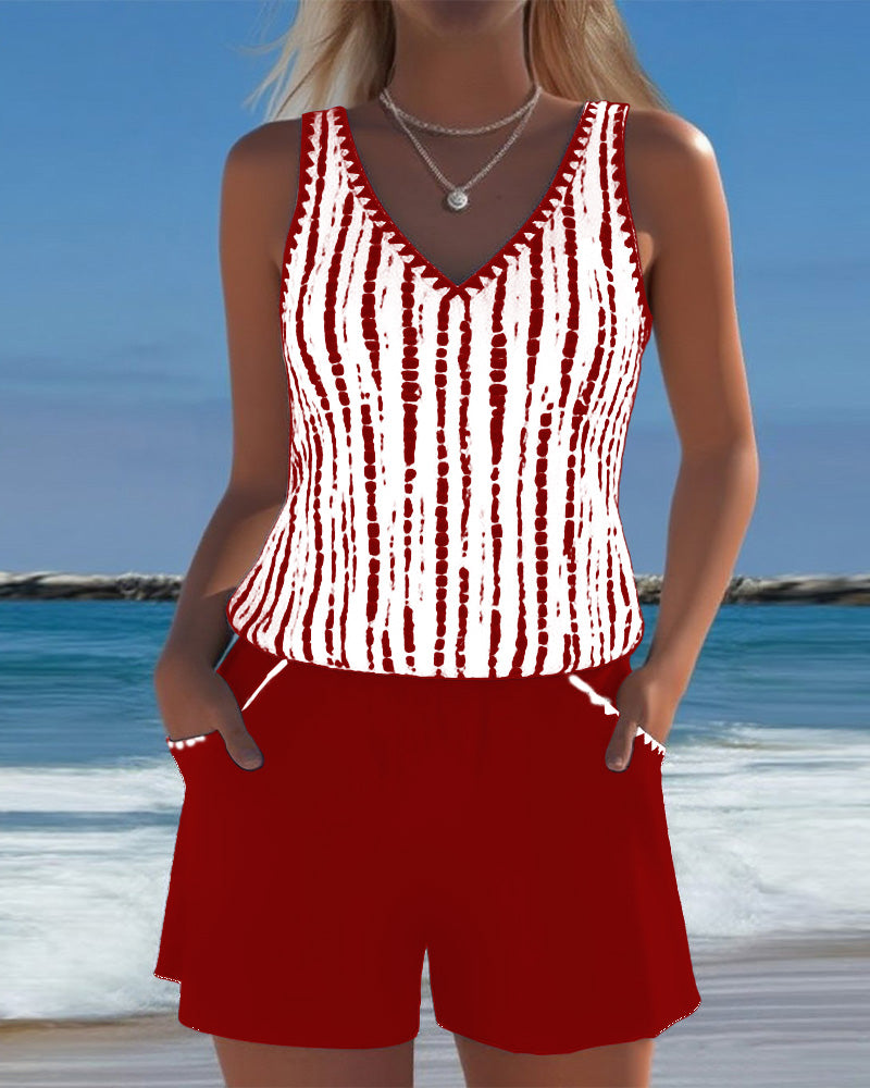 Leslie - Conjunto casual de tankini con shorts
