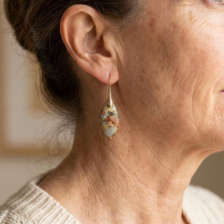 Natural Stone Earthy Jasper Teardrop Earrings
