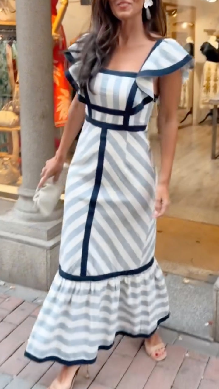 Dianne | Retro maxijurk met strepen