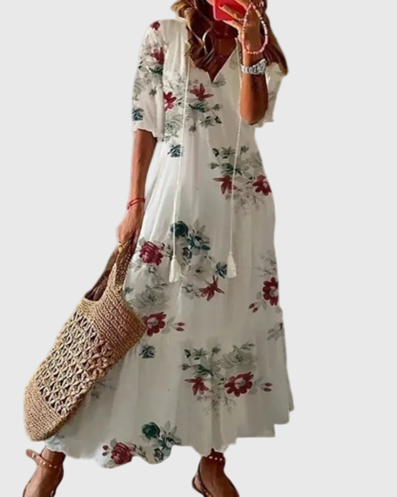 Amalia | Vestido longo boho vintage de verão