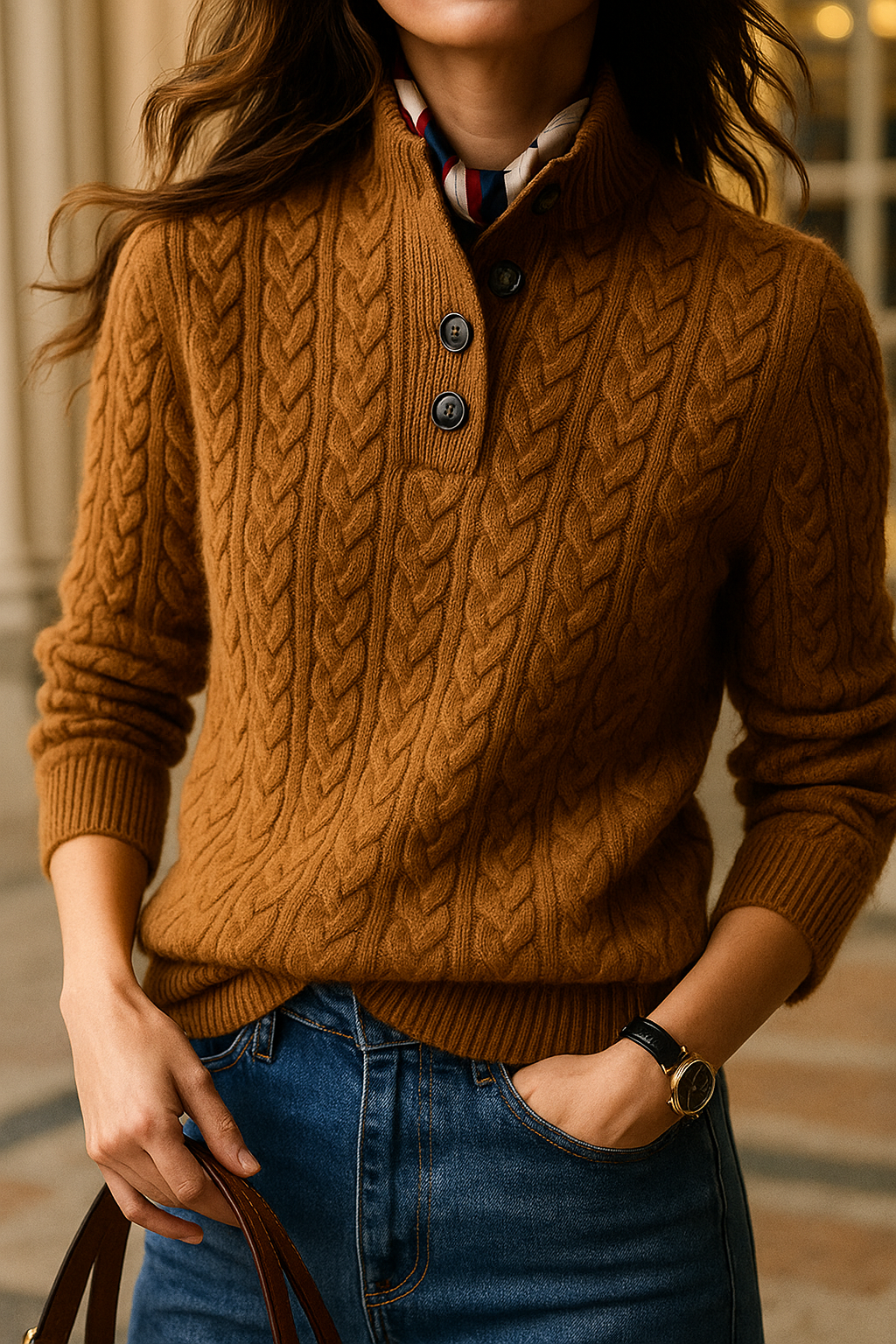 Nora Button Collar Knit Pullover