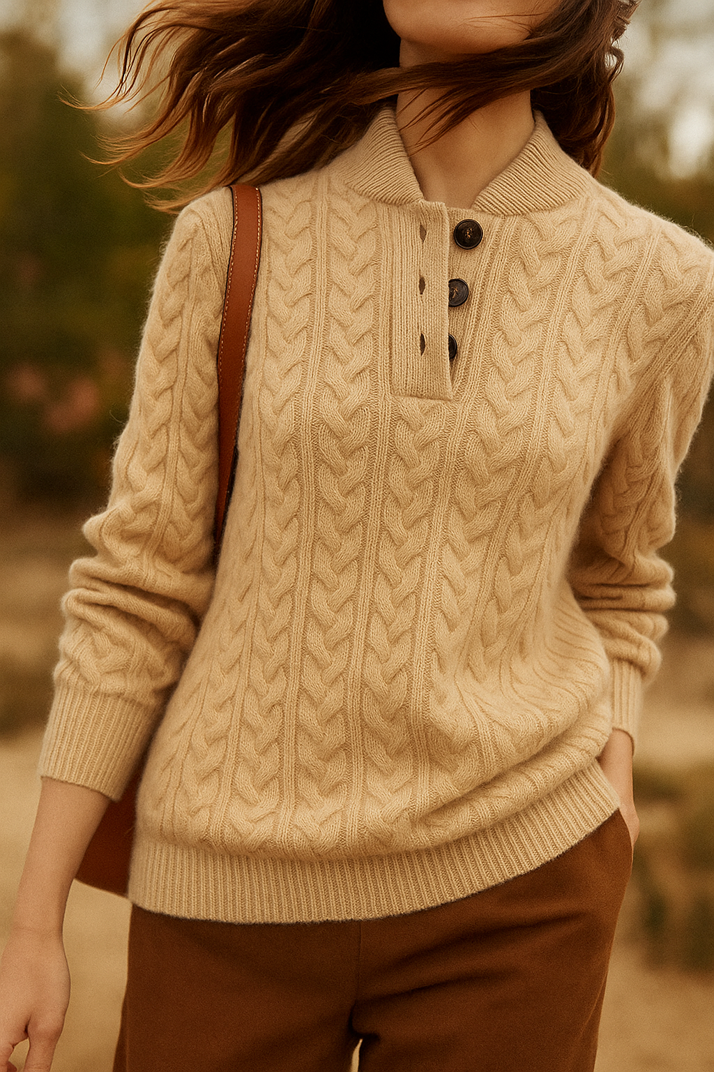 Nora Button Collar Knit Pullover
