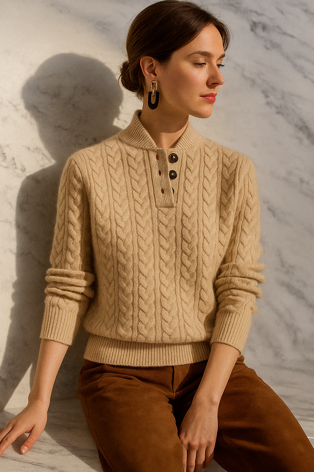 Nora Button Collar Knit Pullover