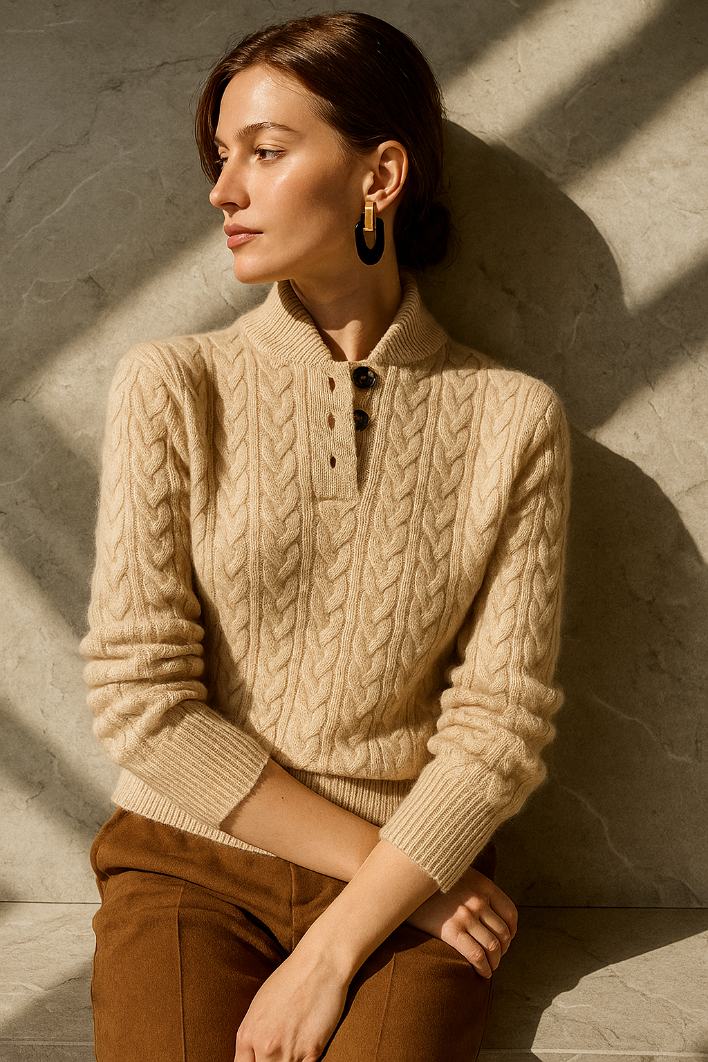 Nora Button Collar Knit Pullover