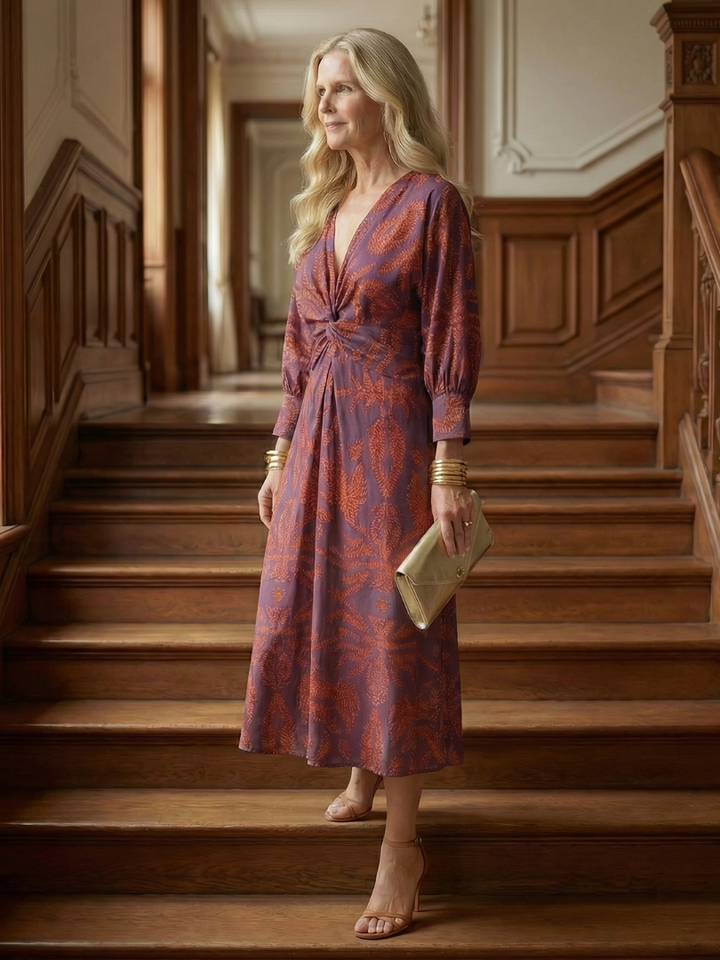 Lune | Vestido midi cruzado natural