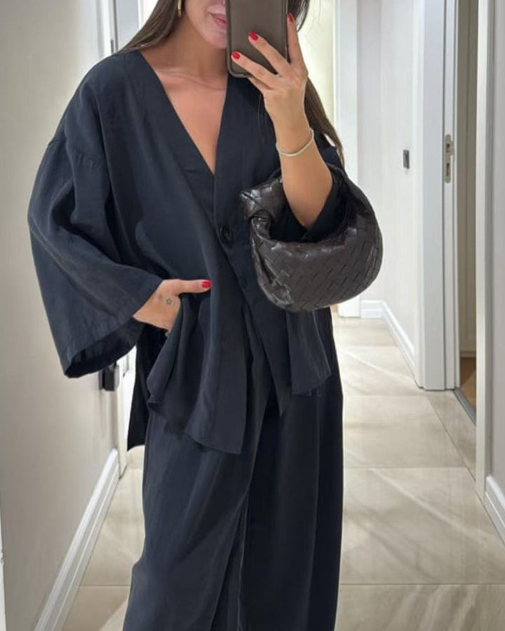 Conjunto Sienna de Top con Cuello en V y Pantalones