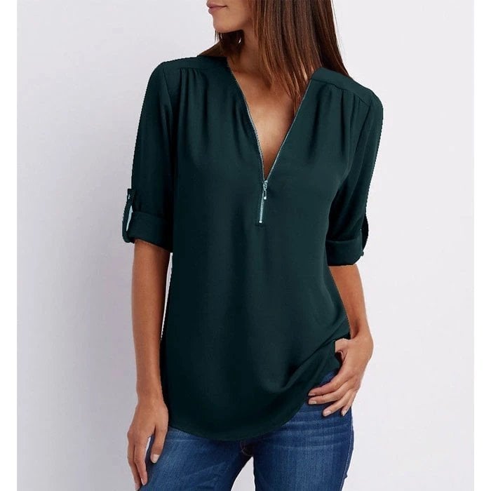 Gwen | Blouse chic à fermeture éclair