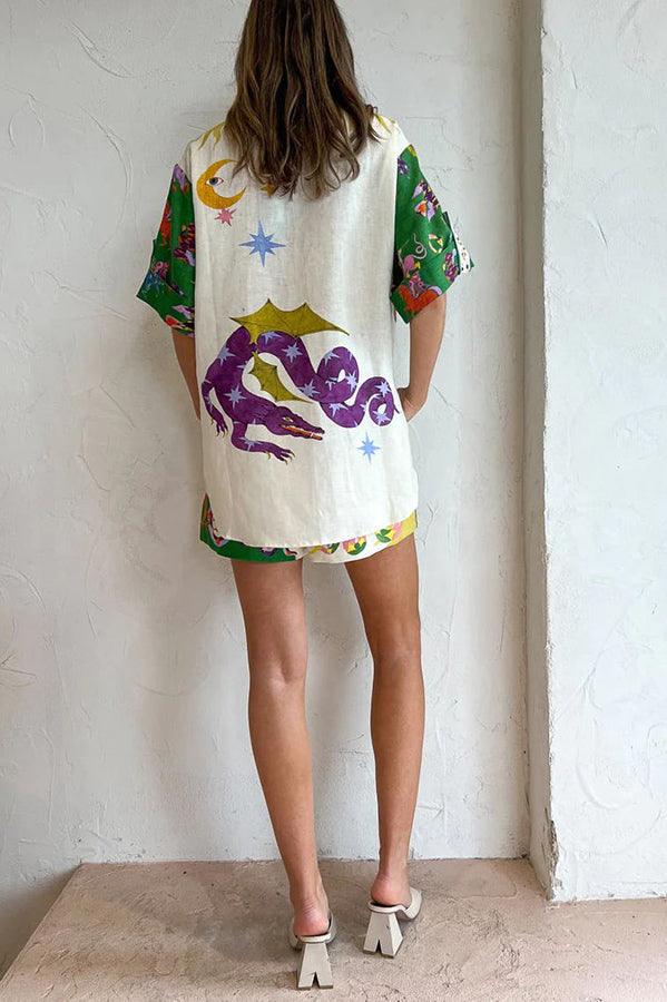 Conjunto Heavenly de Blusa con Estampado y Shorts con Bolsillos