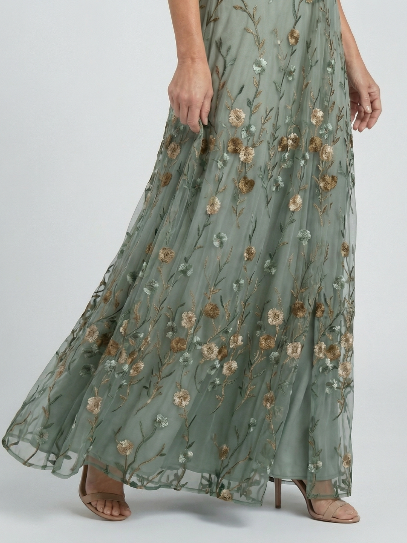 Selora | Abito lungo fluido a fiori con scollo all'americana