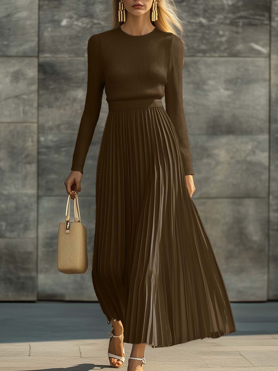 Charlotte ribbed knit top and pleated midi skirt set by Bennett and Lowe, featuring a coordinated maxi dress ensemble.