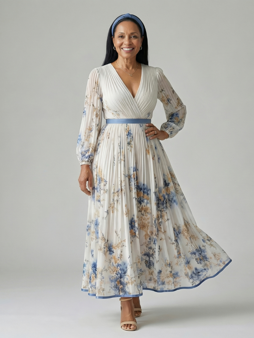 Rielle | Vestido midi plisado cruzado