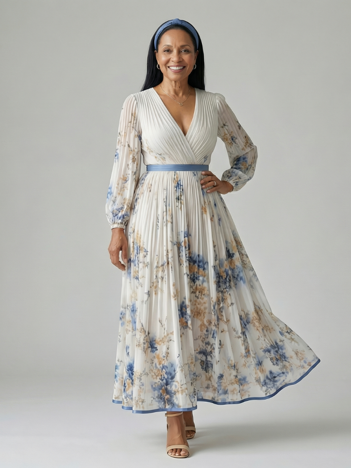 Rielle | Vestido midi plisado cruzado