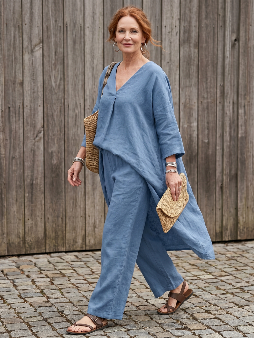Onyx | Conjunto de top túnica suelta y pantalón de pierna ancha