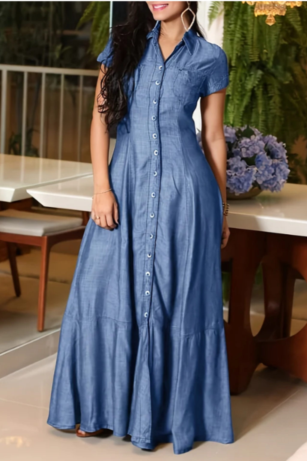 Eliza | Lange denimjurk