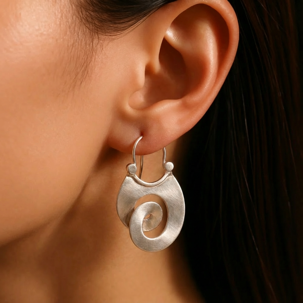 Vintage Irregular Silver Earrings