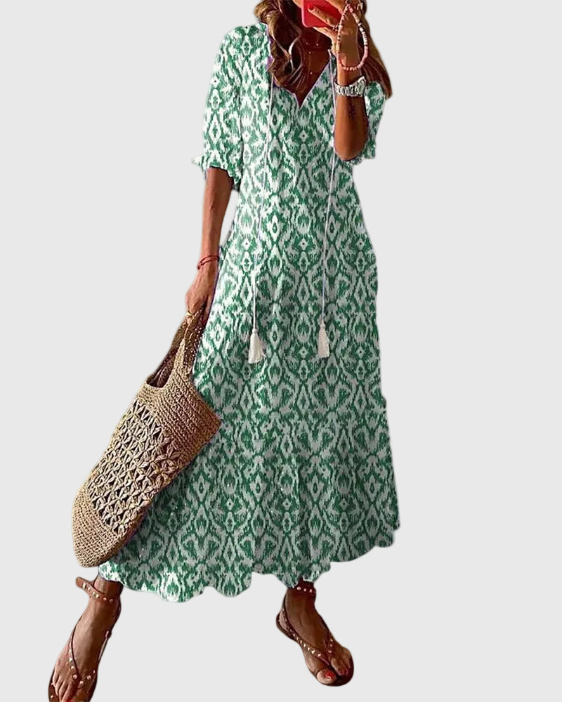 Amalia | Vestido longo boho vintage de verão