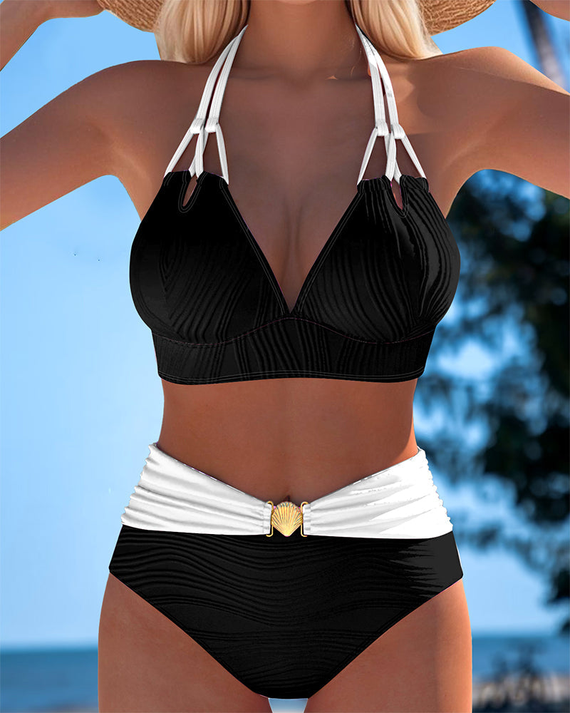 Rosa - Conjunto de bikini elegante con soporte