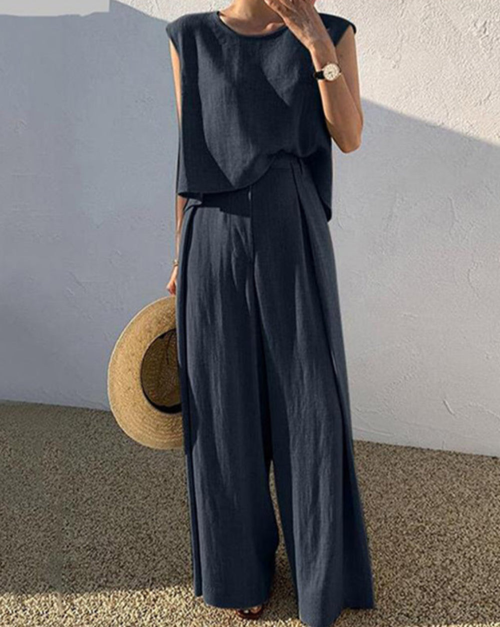 Conjunto Casual Sofia com Calça de Mistura de Linho