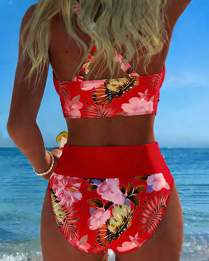 Jolina - Bikini met overslag en bloemenprint