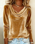 Margaret - Luxe top met gedrapeerde hals van fluweel
