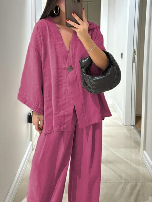Conjunto Sienna de Top con Cuello en V y Pantalones