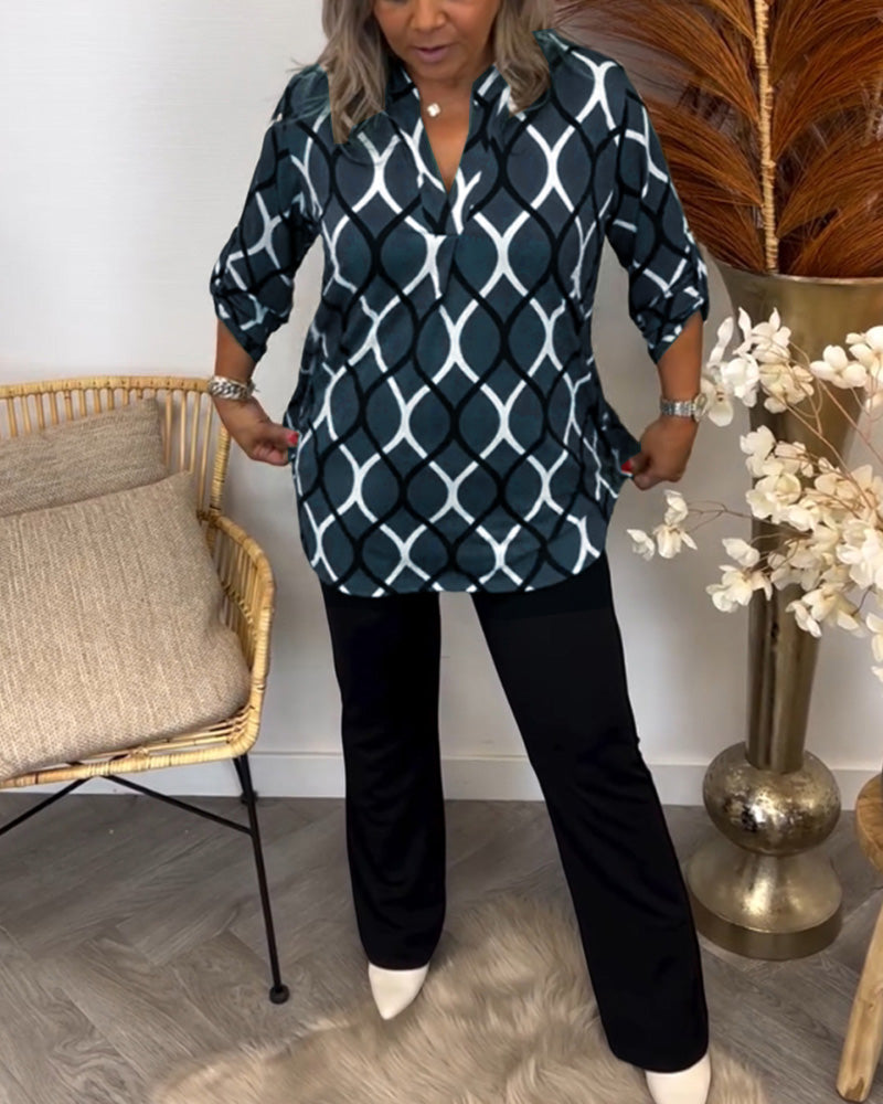Janny | Casual blouse met lange mouwen en elegant patroon