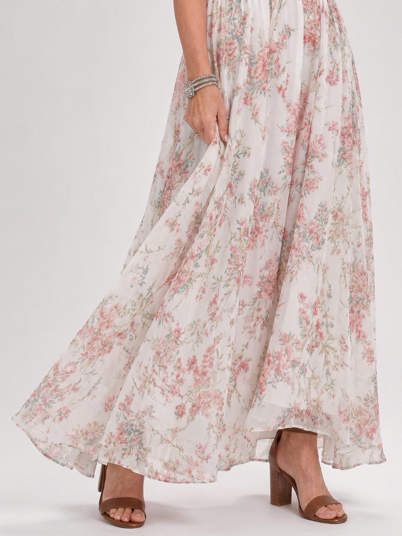Guinevere | Abito midi con gonna fluida e stampa floreale