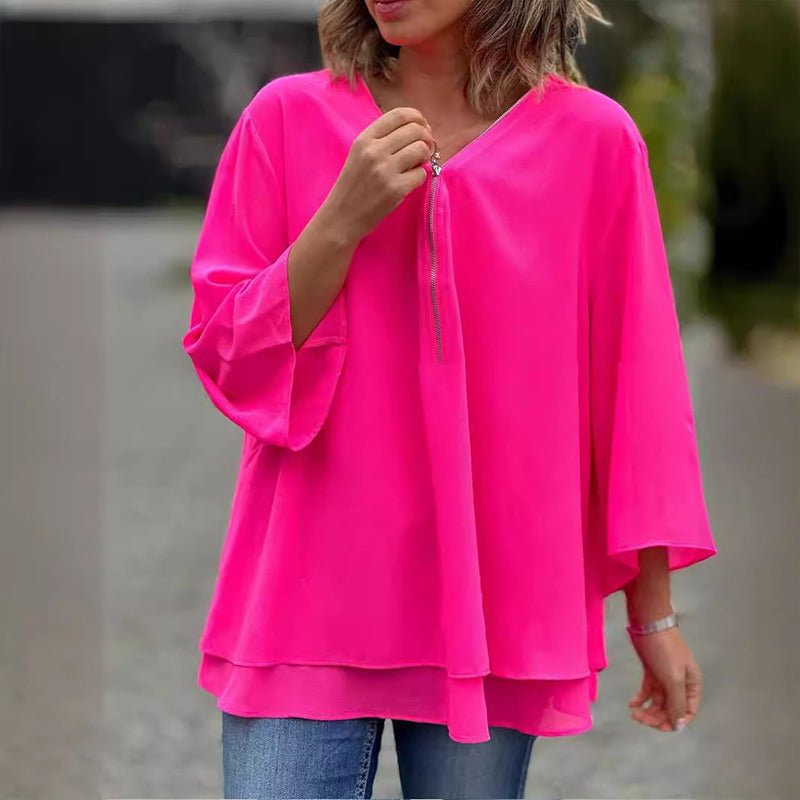Lorelai | Blouse en mousseline avec fermeture éclair