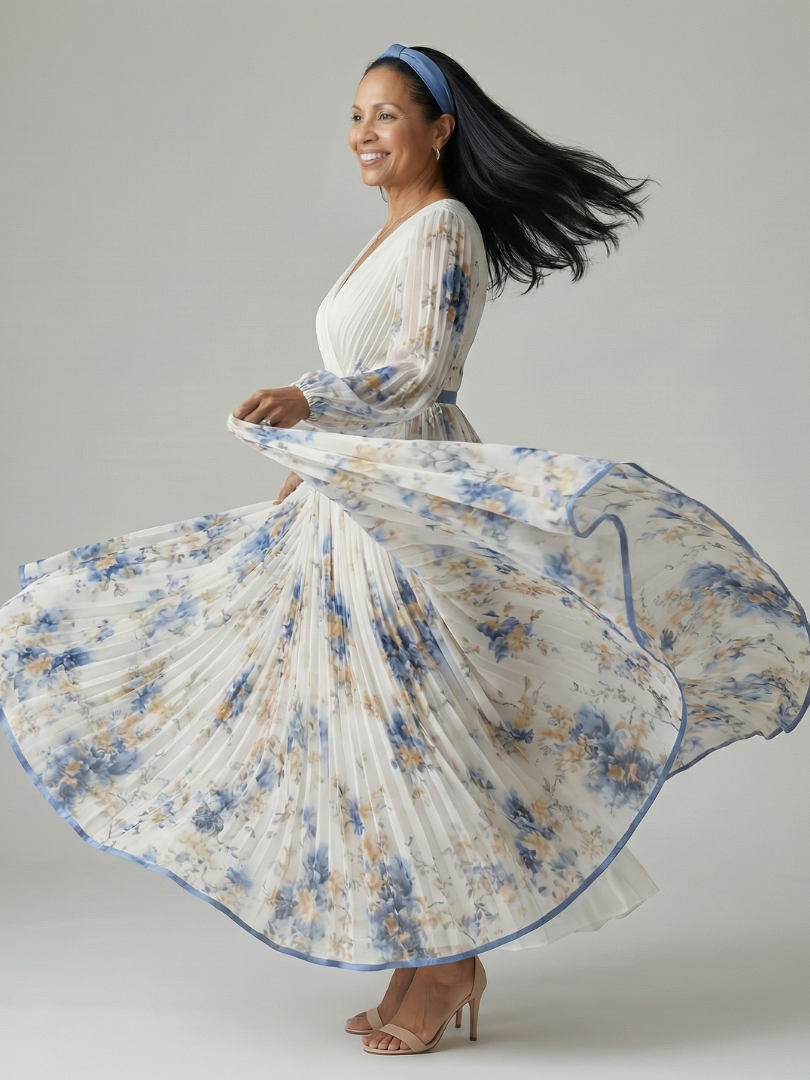 Rielle | Vestido midi plisado cruzado
