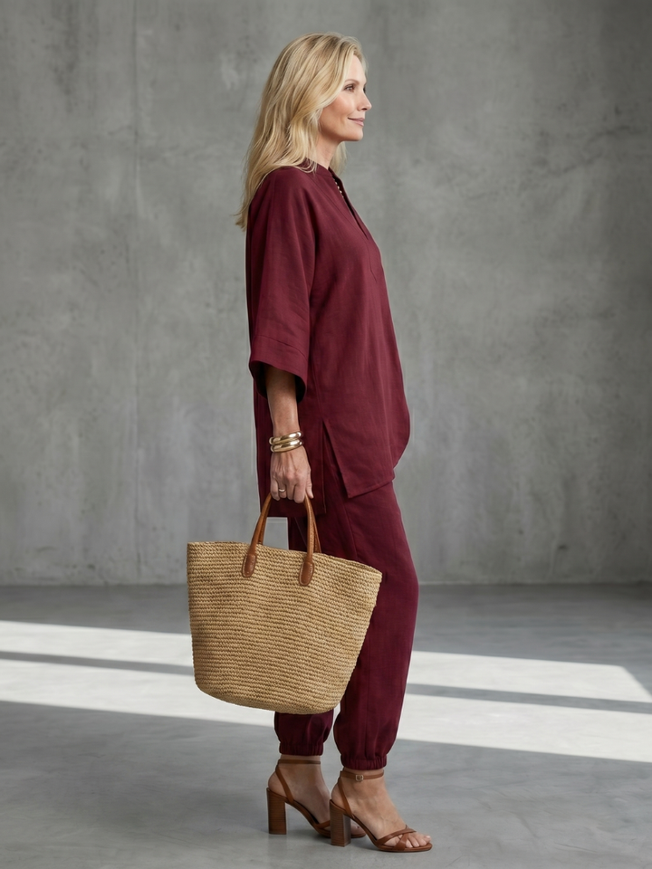 Georgiana | Conjunto túnica con escote en V y pantalón recogido