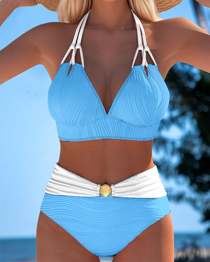 Rosa - Conjunto de bikini elegante con soporte