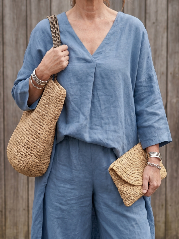 Onyx | Conjunto de top túnica suelta y pantalón de pierna ancha
