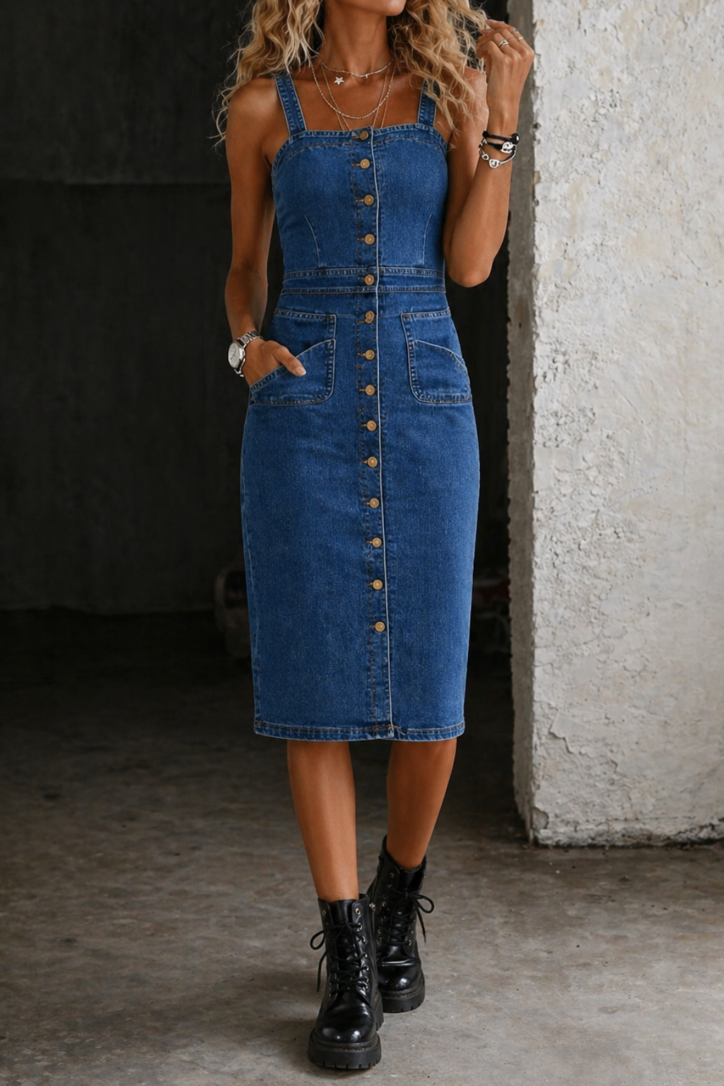 Indira | Vestido jeans com botões