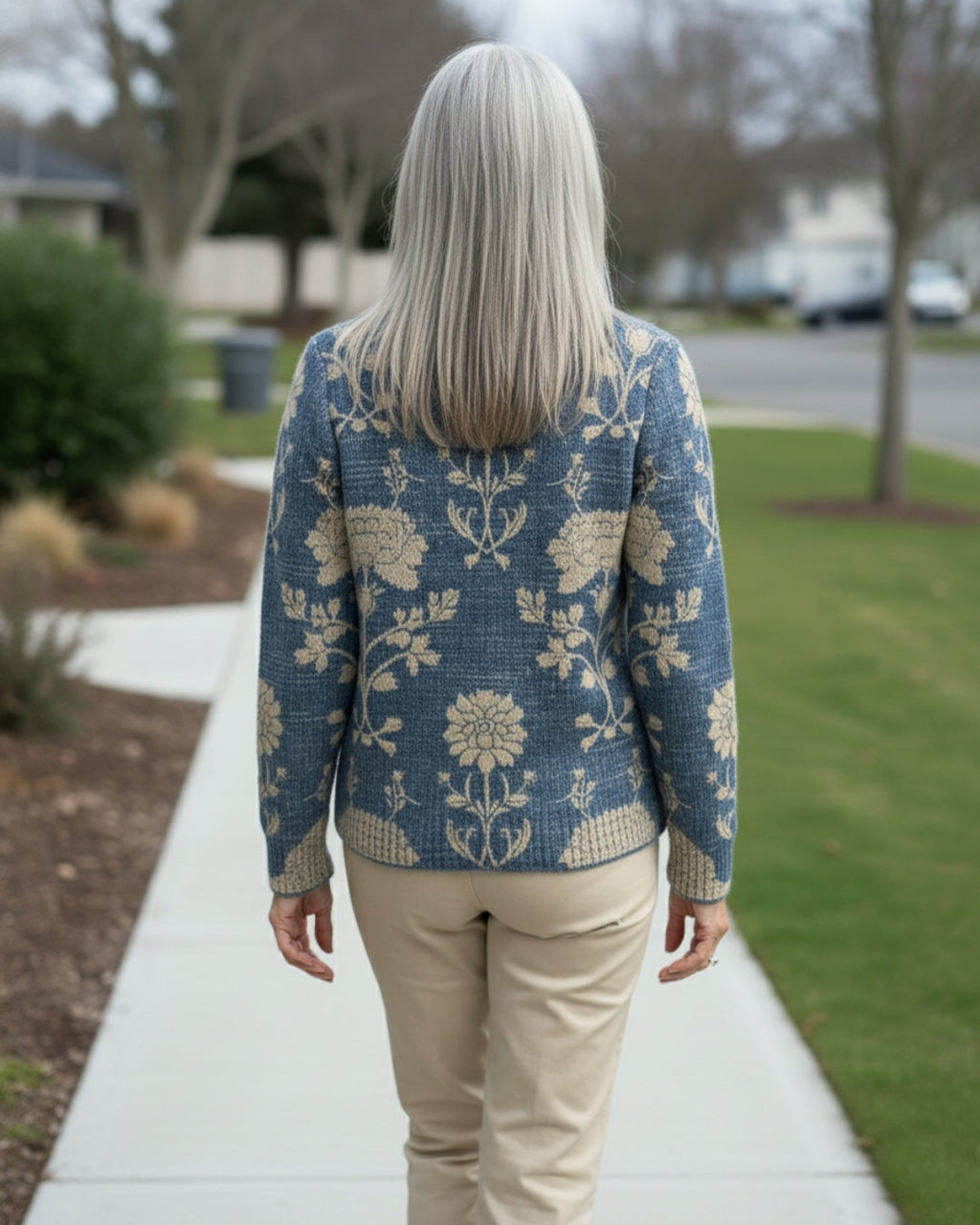 Evelyn | Maglione elegante a collo alto con motivi floreali