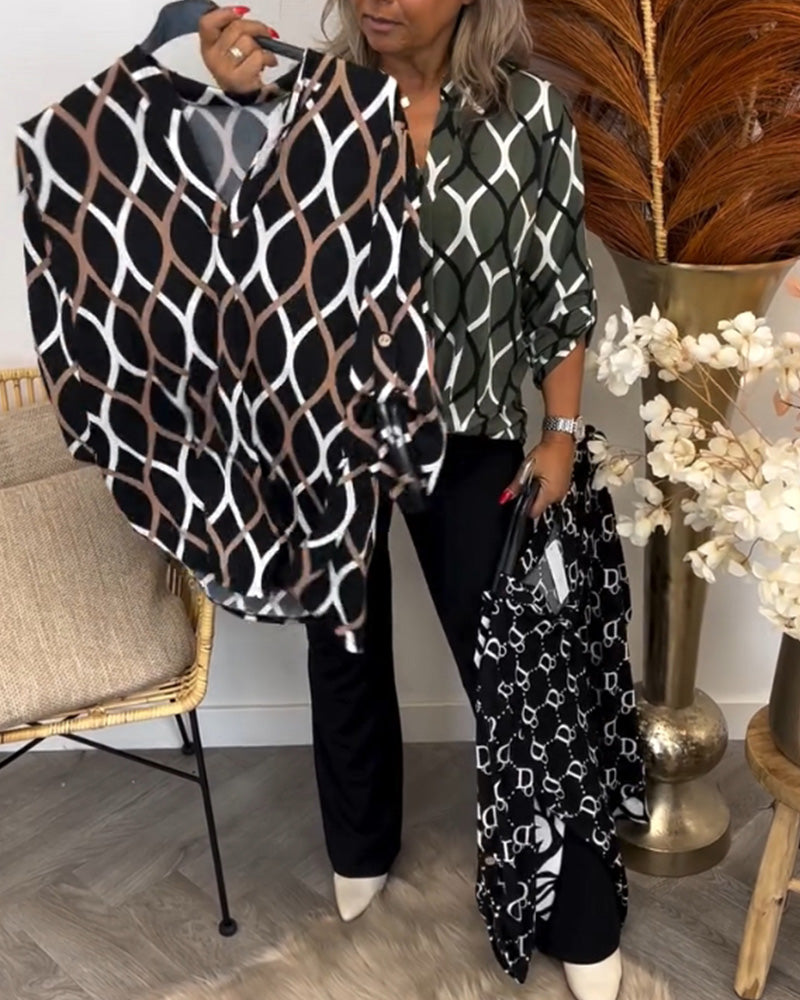 Janny | Casual blouse met lange mouwen en elegant patroon