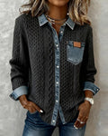 Overhemd met lange mouwen en denimpatchwork