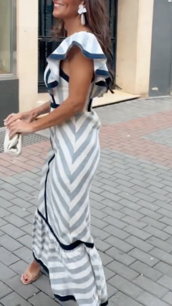 Dianne | Retro maxijurk met strepen