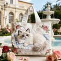 Gattina del roseto | Borsa tote trapuntata artigianale