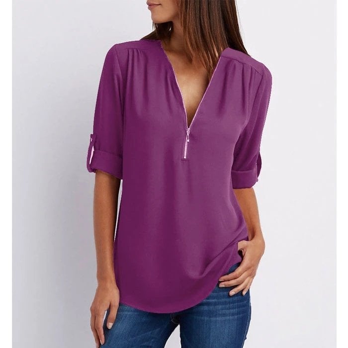 Gwen | Blouse chic à fermeture éclair