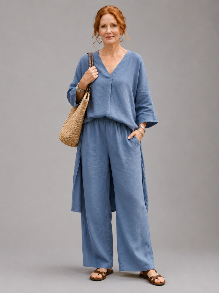 Onyx | Conjunto de top túnica suelta y pantalón de pierna ancha