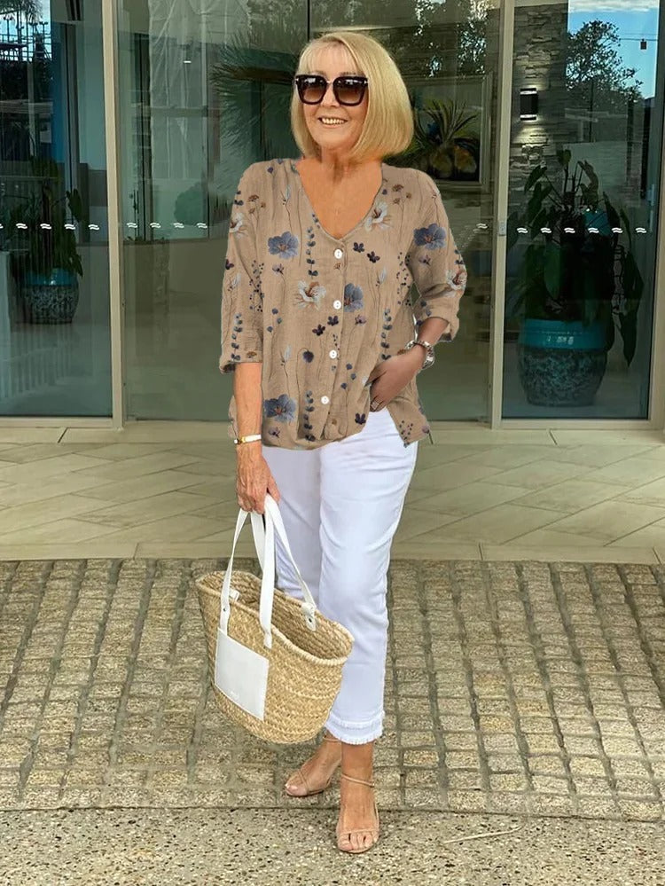 Joanne | Bata estampada com botões