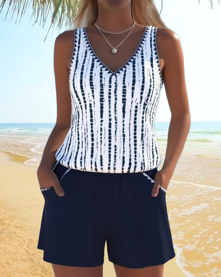 Leslie - Conjunto casual de tankini con shorts