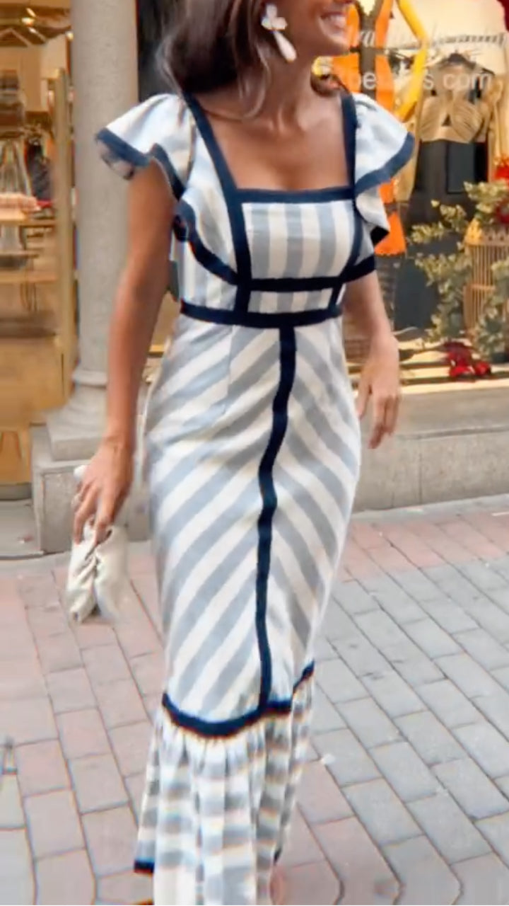 Dianne | Retro maxijurk met strepen