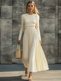 Charlotte ribbed knit top and pleated midi skirt set by Bennett and Lowe, featuring a stylish coordinated maxi dress look.