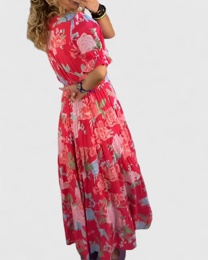 Minelda | Vestido Elegante Floral con Escote en V