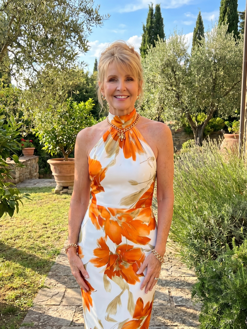 Zinnara | Abito midi con scollo all'americana e stampa floreale