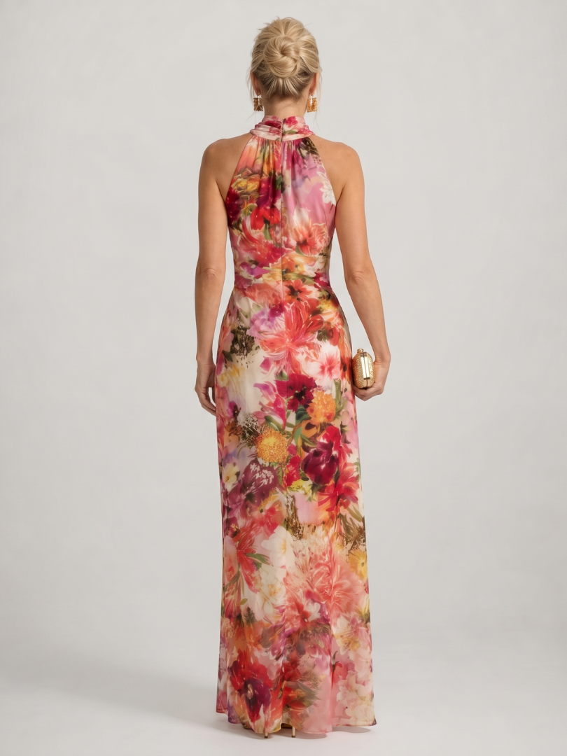 Elisabetta | Vestido largo floral con cuello halter