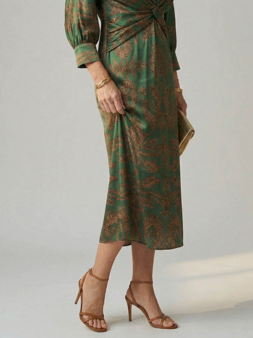 Lune | Vestido midi transpassado natural