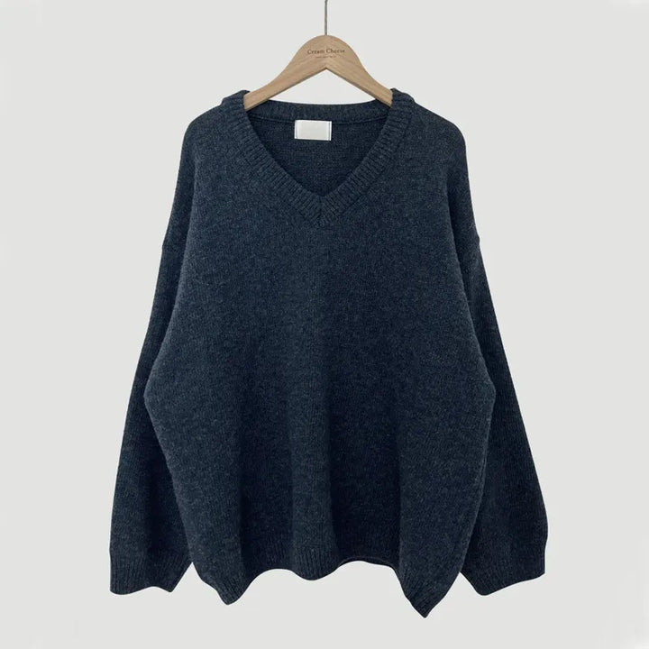 Valentina | Women's Sweater with V-Neck and Ribbed Trim